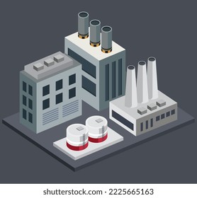 industrial company isometric style scene