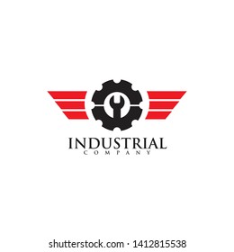 Industrial company logo design with using gear icon