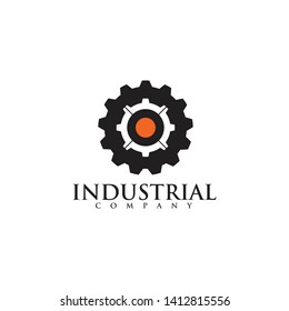 Industrial company logo design with using gear icon
