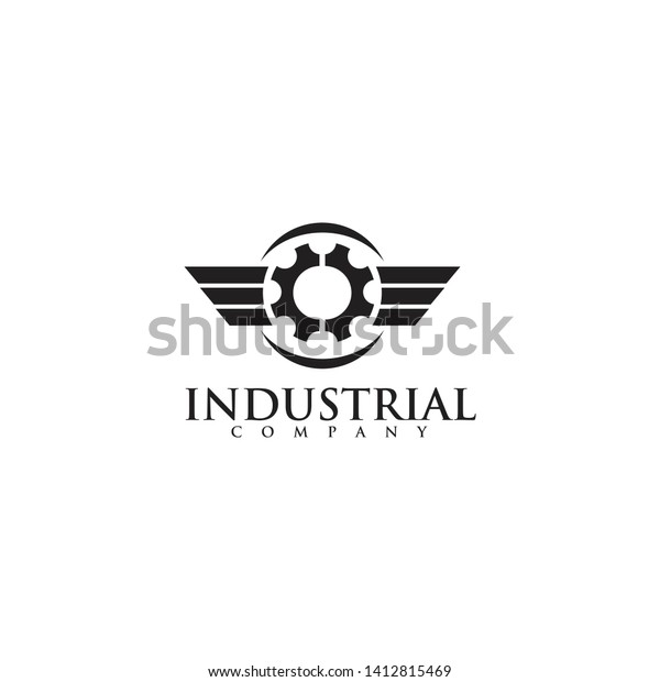 Industrial\
company logo design with using gear\
icon