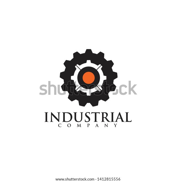 Industrial\
company logo design with using gear\
icon