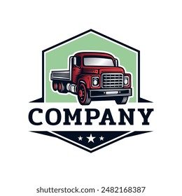 Industrial company mini truck logo illustration.