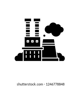 Industrial complex black icon, vector sign on isolated background. Industrial complex concept symbol, illustration 