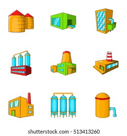 Industrial complex icons set. Cartoon illustration of 9 industrial complex vector icons for web