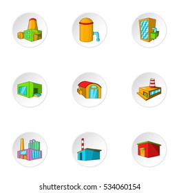 Industrial complex icons set. Cartoon illustration of 9 industrial complex vector icons for web