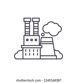 Industrial complex line icon concept. Industrial complex vector linear illustration, symbol, sign