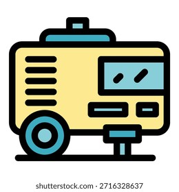 Icono del compresor de Industrial. Esquema de Vector de compresor industrial de color plano aislado