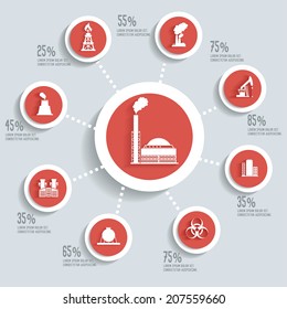 Industrial concept info graphic design red version,clean vector