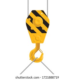 Industrial construction crane hook isolated on white background. Vector illustration.