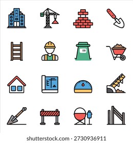 Icons für Industriekonstruktionen und Baustellen