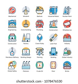 Industrial and Construction Flat Icons 