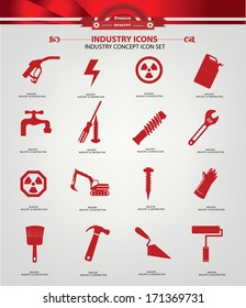 Industrial & Construction icons,Red version,vector