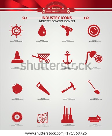 Industrial & Construction icons,Red version,vector