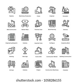 Industrial and Construction Line Icons Set