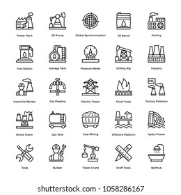 Industrial and Construction Line Icons Set