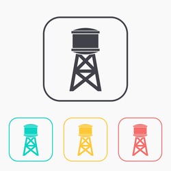 Industrial Construction With Water Tank Color Icon Set