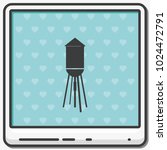 Industrial construction with water tank flat vector icon.