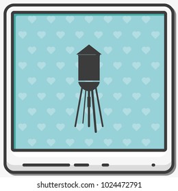 Industrial construction with water tank flat vector icon.