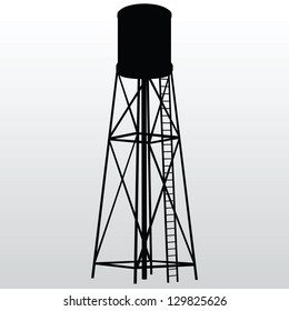 Industrial construction and water tank  Vector illustration 