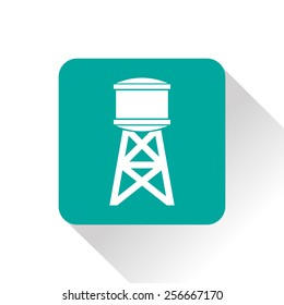 Industrial construction with water tank. Vector illustration