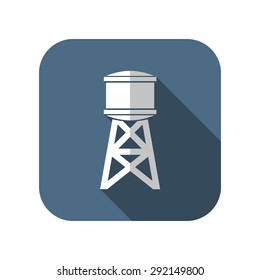 Industrial construction with water tank. Vector illustration