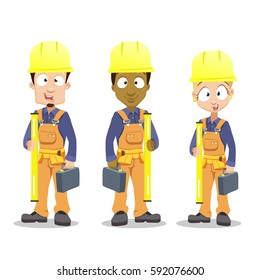 Industrial contractors workers people. Isolated over white background