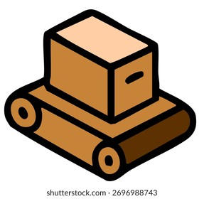 Industrial conveyor machine producing goods and packaging materials