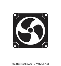 Industrial cooling fan icon vector for computer hardware ventilation thermal management air circulation and electronic cooling