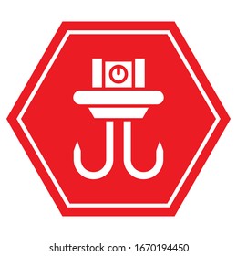 industrial crane hook caution symbol vector
