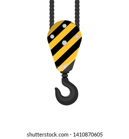 Industrial crane hook icon. Construction crane hook, carbine of the elevating crane. Vector illustration.