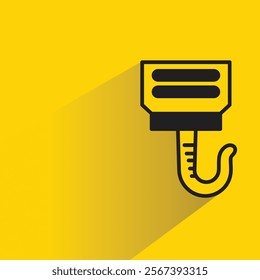 industrial crane hook icon with shadow on yellow background