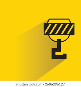 industrial crane hook icon with shadow yellow background