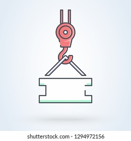 Industrial crane hook icon vector. line art. illustration symbol background white