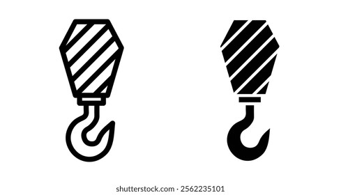 Industrial Crane hook Icons pack in outlined and flat versions