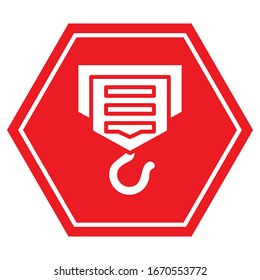 industrial crane hook red caution symbol vector