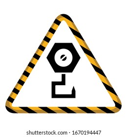 industrial crane hook triangle symbol vector