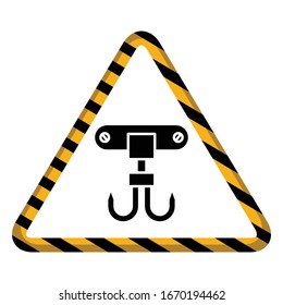 industrial crane hook triangle symbol vector
