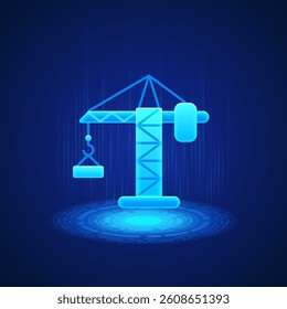 Industrial Crane Icon symbolizing construction, heavy lifting, and industrial efficiency. Ideal for content related to construction projects, machinery, and engineering