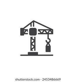 Industrial crane vector icon. filled flat sign for mobile concept and web design. Crane lift container glyph icon. Construction site symbol, logo illustration. Vector graphics