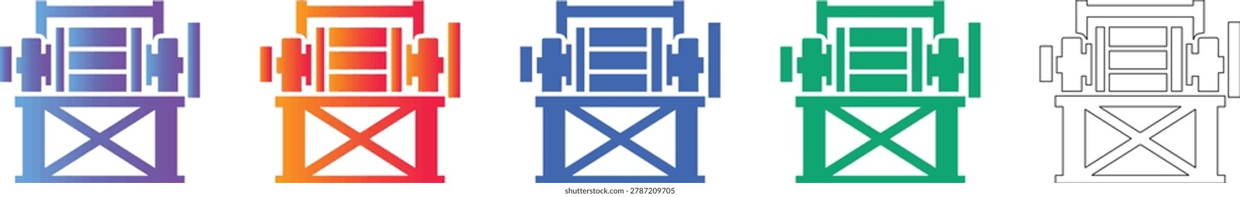 Industrial Crusher Machine Icon Set for Production vol 1069