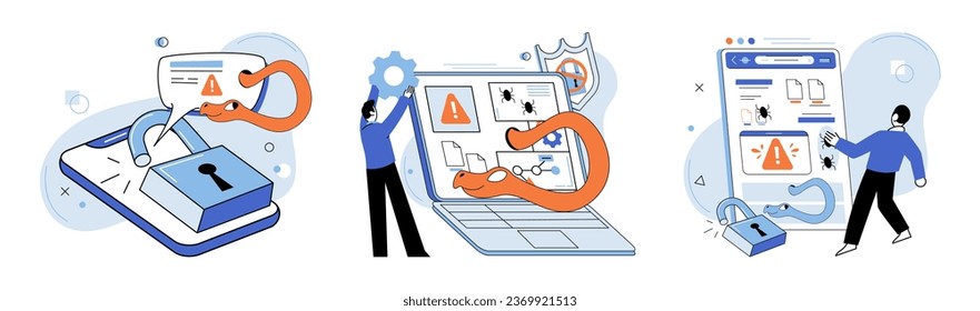 Industrial cyber security. Vector illustration. Businesses must prioritize security to mitigate potential impact cyber attacks Effective strategies are necessary to combat evolving hacking techniques