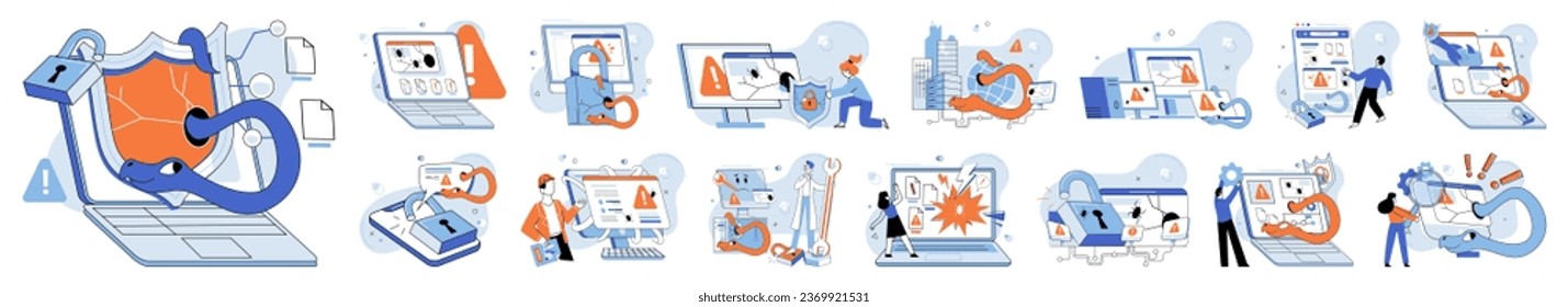 Industrial cyber security. Vector illustration. Information security is essential in protecting businesses from cyber threats Software plays crucial role in enhancing cyber security measures