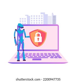 Industrial Cybersecurity Flat Style Illustration Design