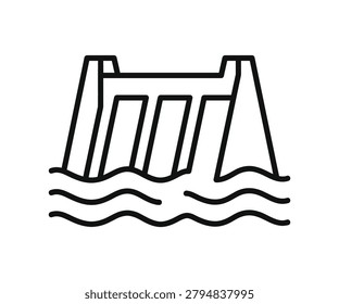 Industrial dam bridge construction icon for water resource management
