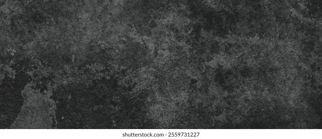 Industrial dark stone surface with rough grunge elements, faded stains, and cloudy black and grey hues.
