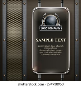 Industrial design banner, technological background with text, vector illustration