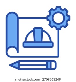Industrial Design Icon Blue Vector Illustration