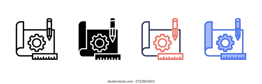 Conjunto de iconos de estilo múltiple de diseño de Industrial
