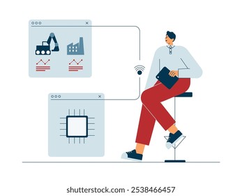 Industrial development with advanced technology, vector illustration.