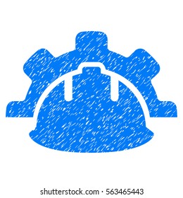 Industrial Development grainy textured icon for overlay watermark stamps. Flat symbol with dust texture. Dotted vector blue ink rubber seal stamp with grunge design on a white background.